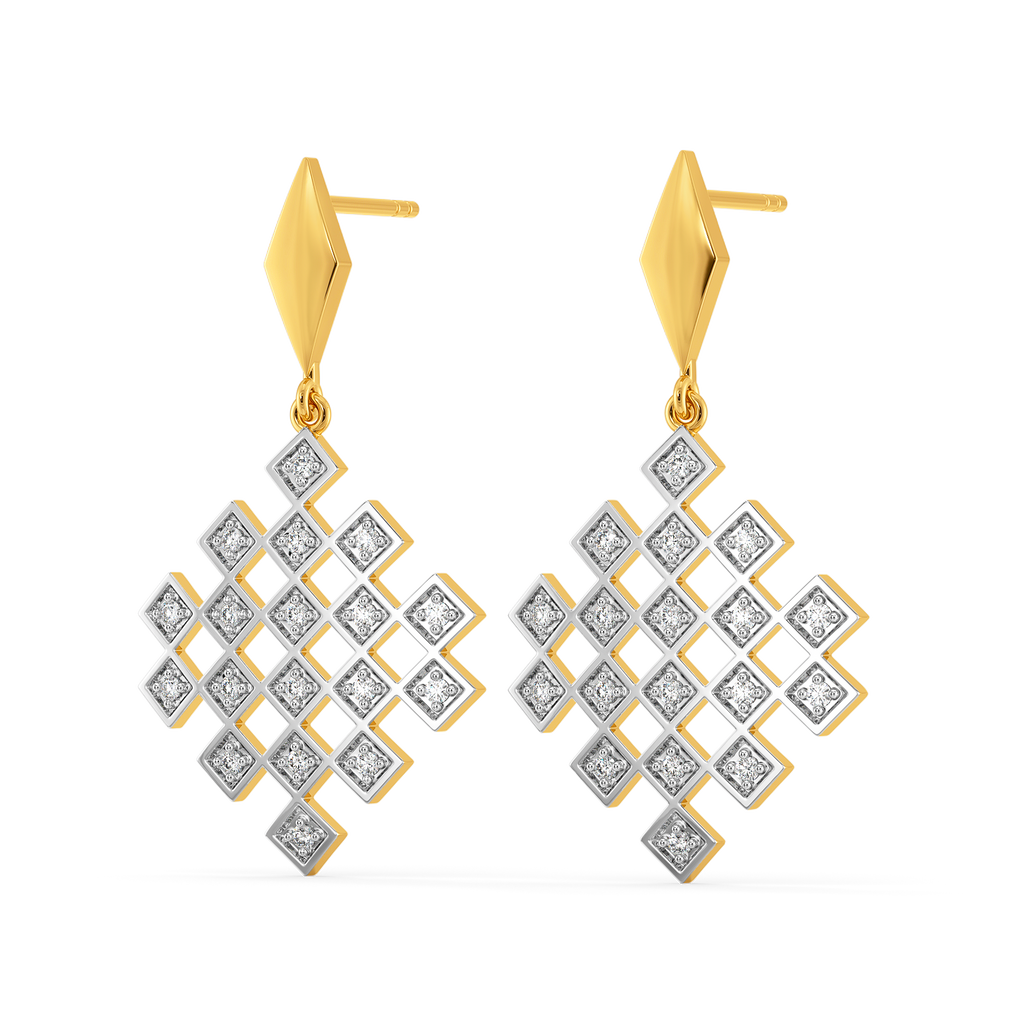 Structured Checks Diamond Earrings