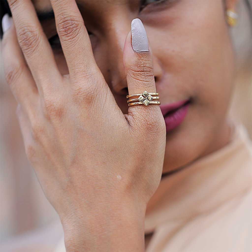 Tetracube Gold Rings alternate view 1