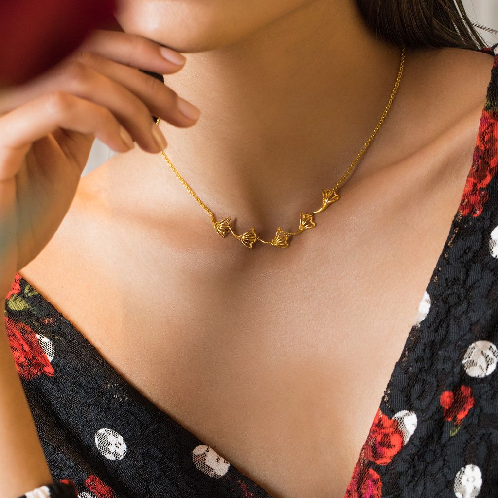 Dusky Petals Gold Necklaces