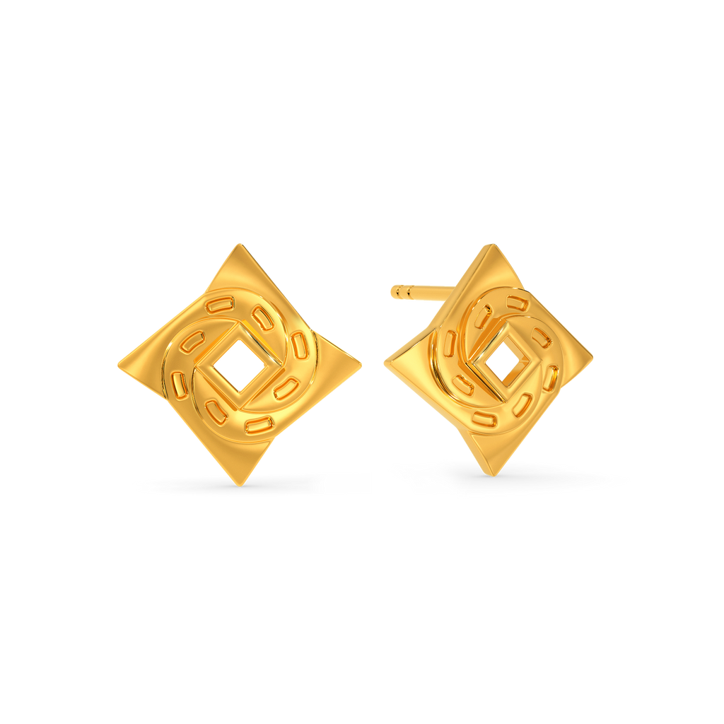 Double Denim Gold Earrings