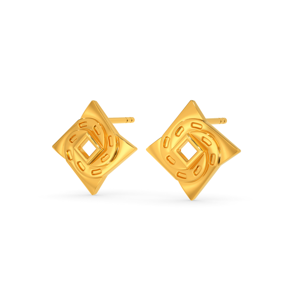 Double Denim Gold Earrings