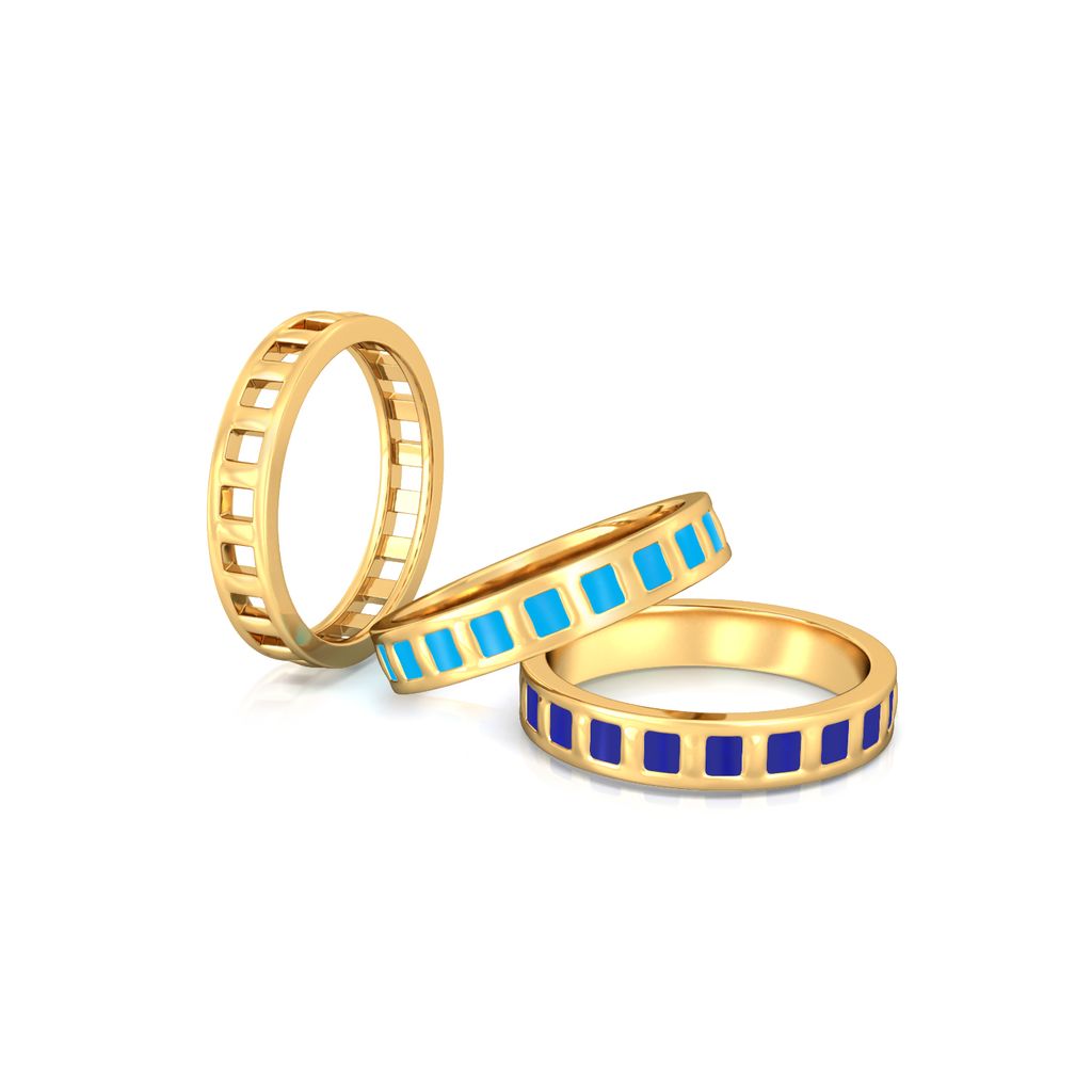 Parallel Ribbing Gold Rings image