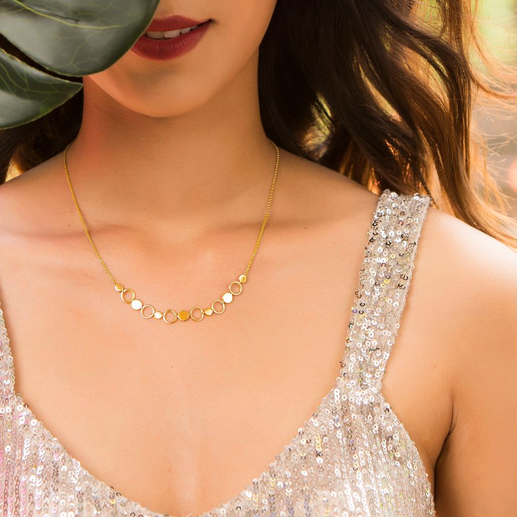 Sync in Sequin Gold Necklaces