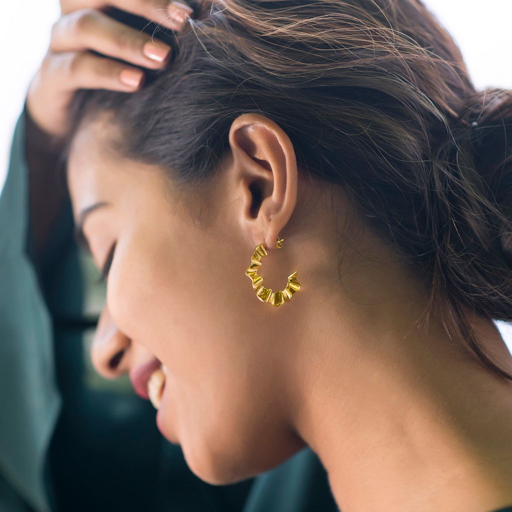 Rhyme N Ruffle Gold Earrings