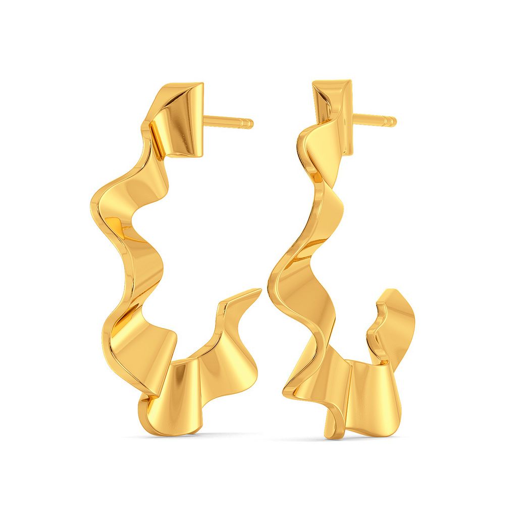 Rhyme N Ruffle Gold Earrings