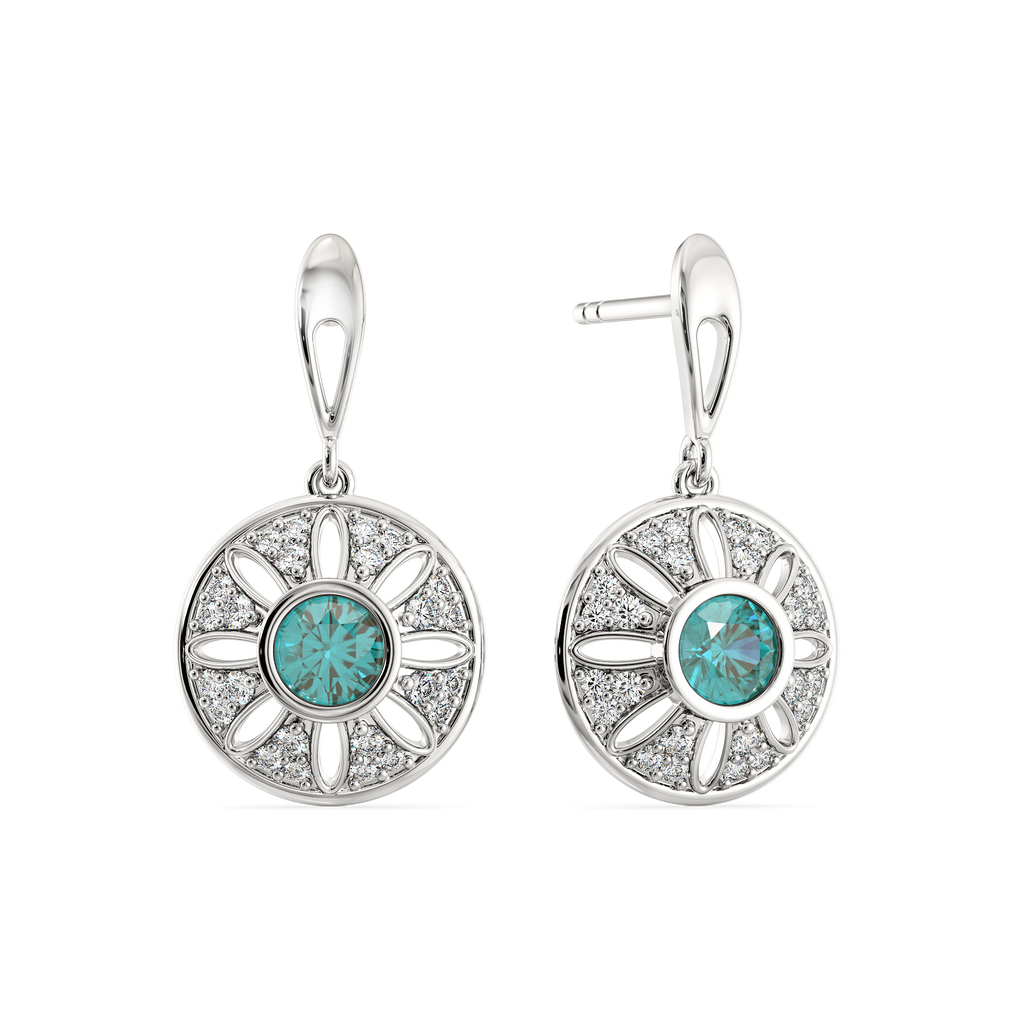 Drenched in Cerulean Diamond Earrings