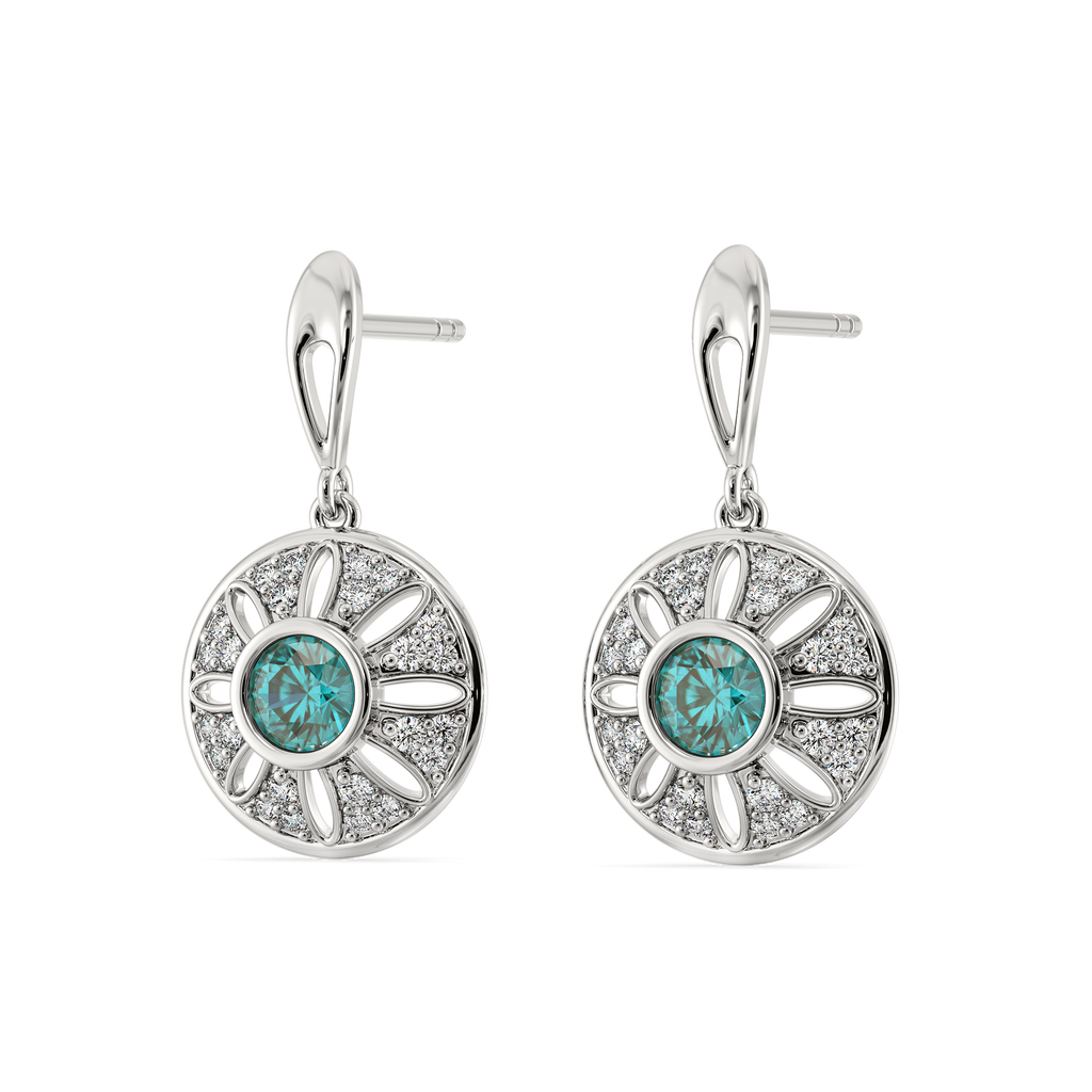 Drenched in Cerulean Diamond Earrings