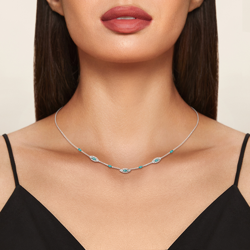 Walk in Cerulean Diamond Necklaces