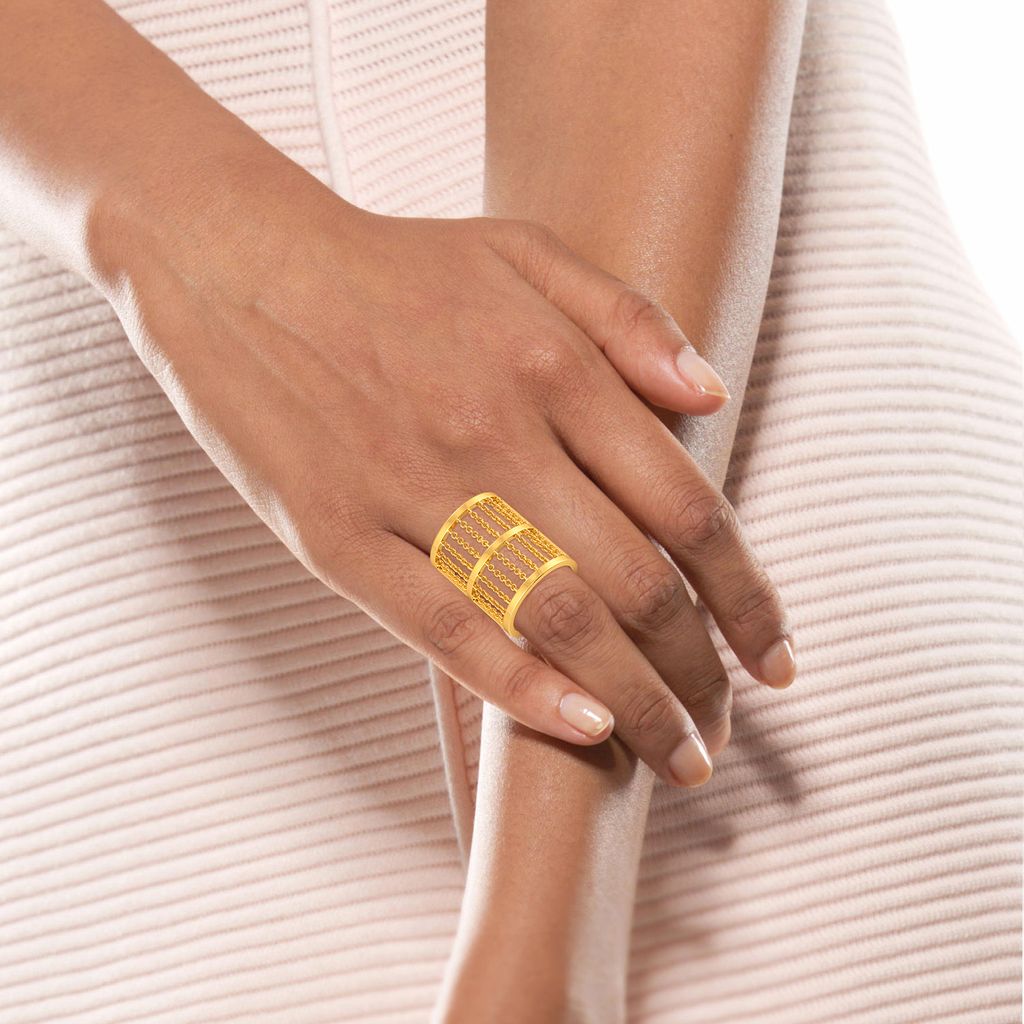 Fringe Finish Gold Rings alternate view 1