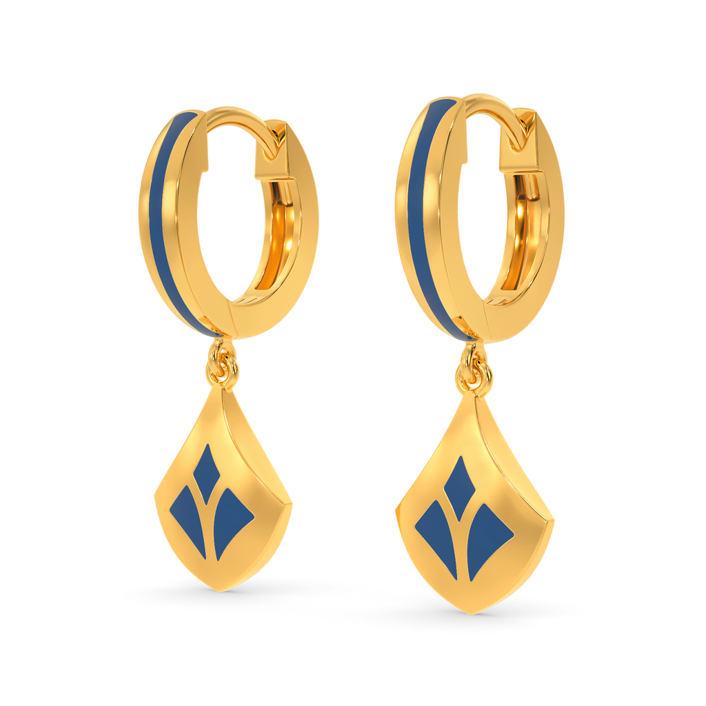 Embellished Blue Gold Earrings