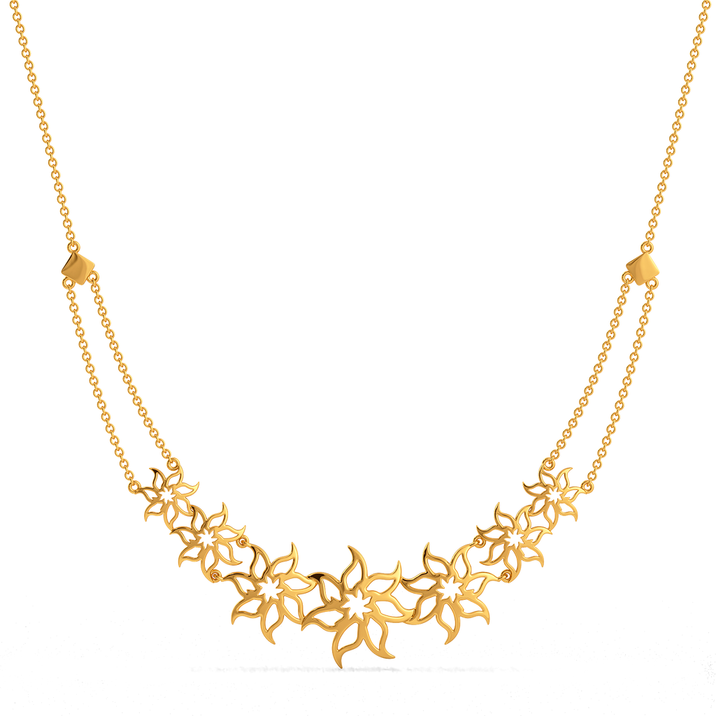 Whirling Botanica Gold Necklaces