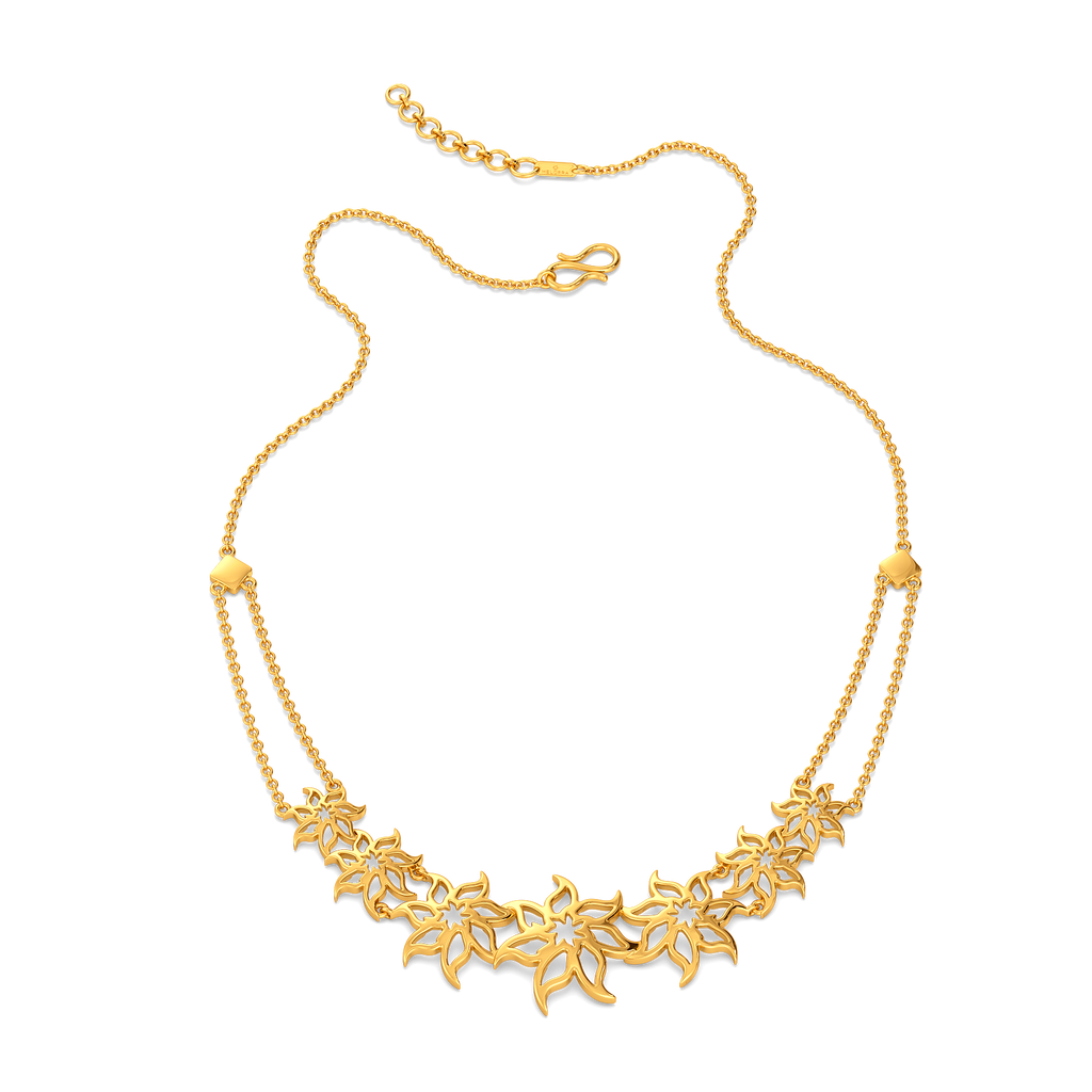 Whirling Botanica Gold Necklaces