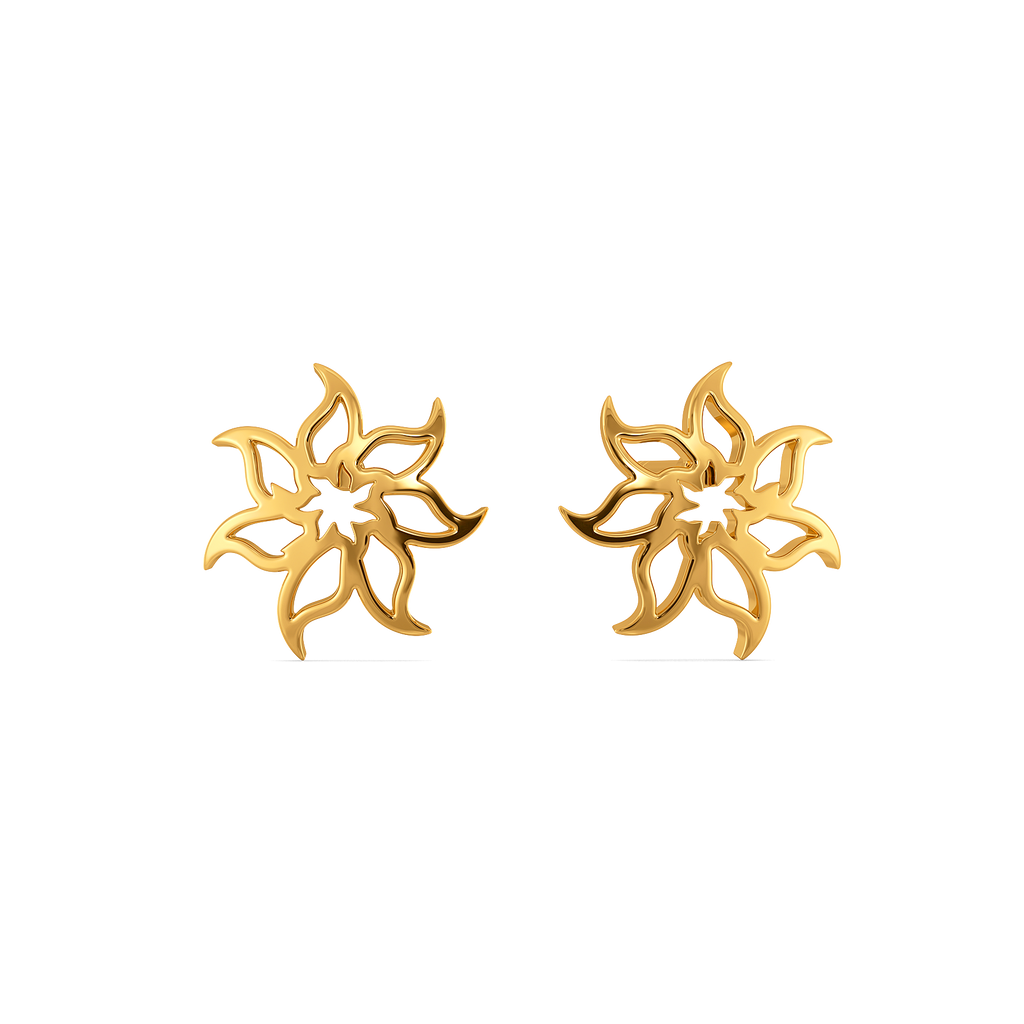 Whirling Botanica Gold Earrings