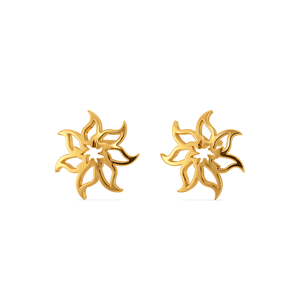 Whirling Botanica Gold Earrings