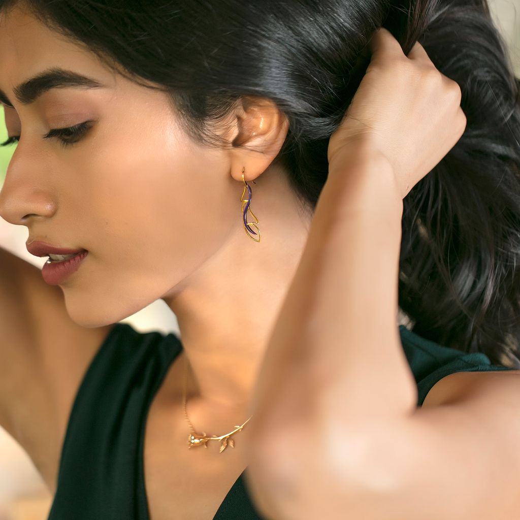 Violet Flutter Gold Earrings
