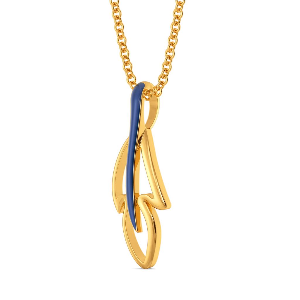 Blue Plumes Gold Pendants