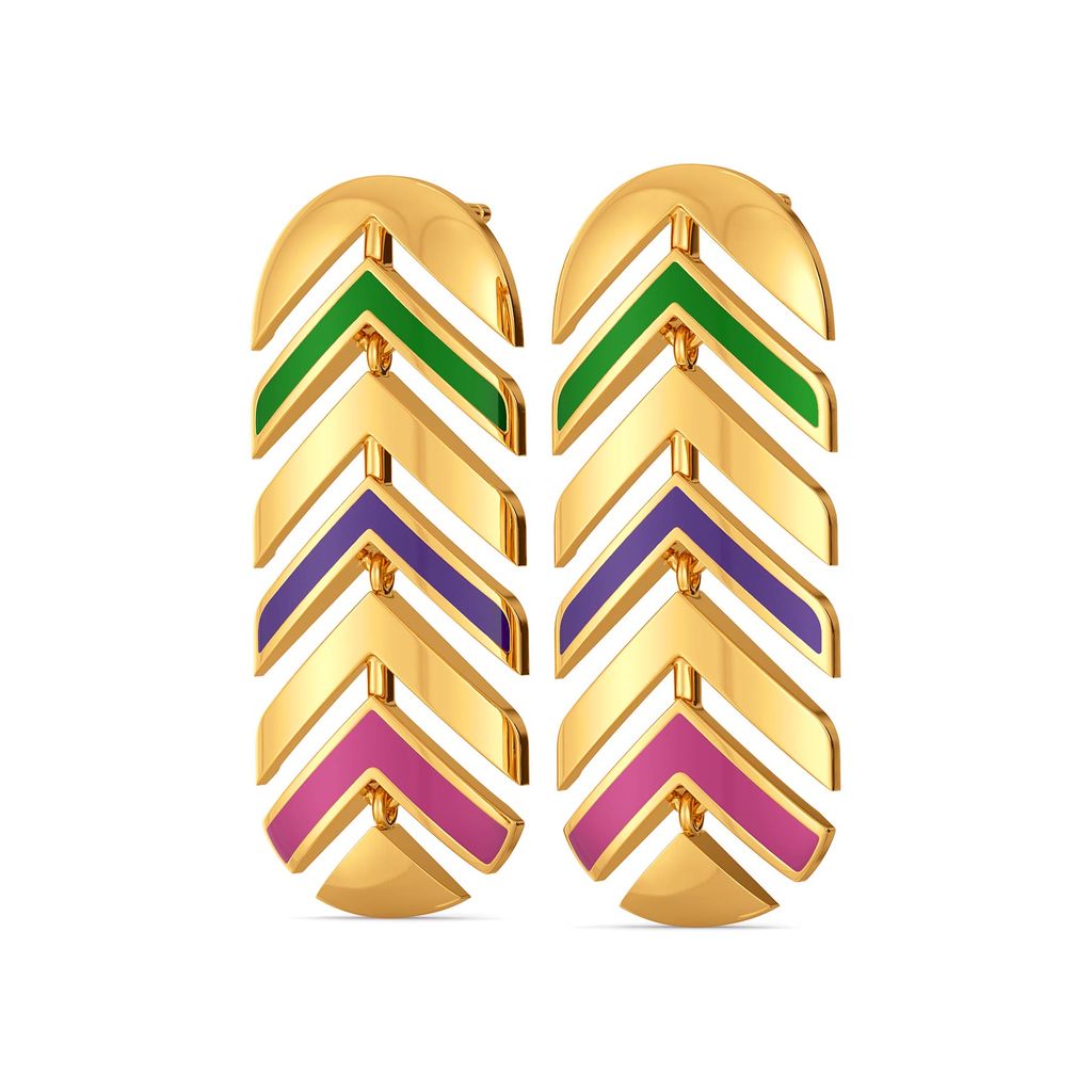 Feather Fashion Gold Earrings