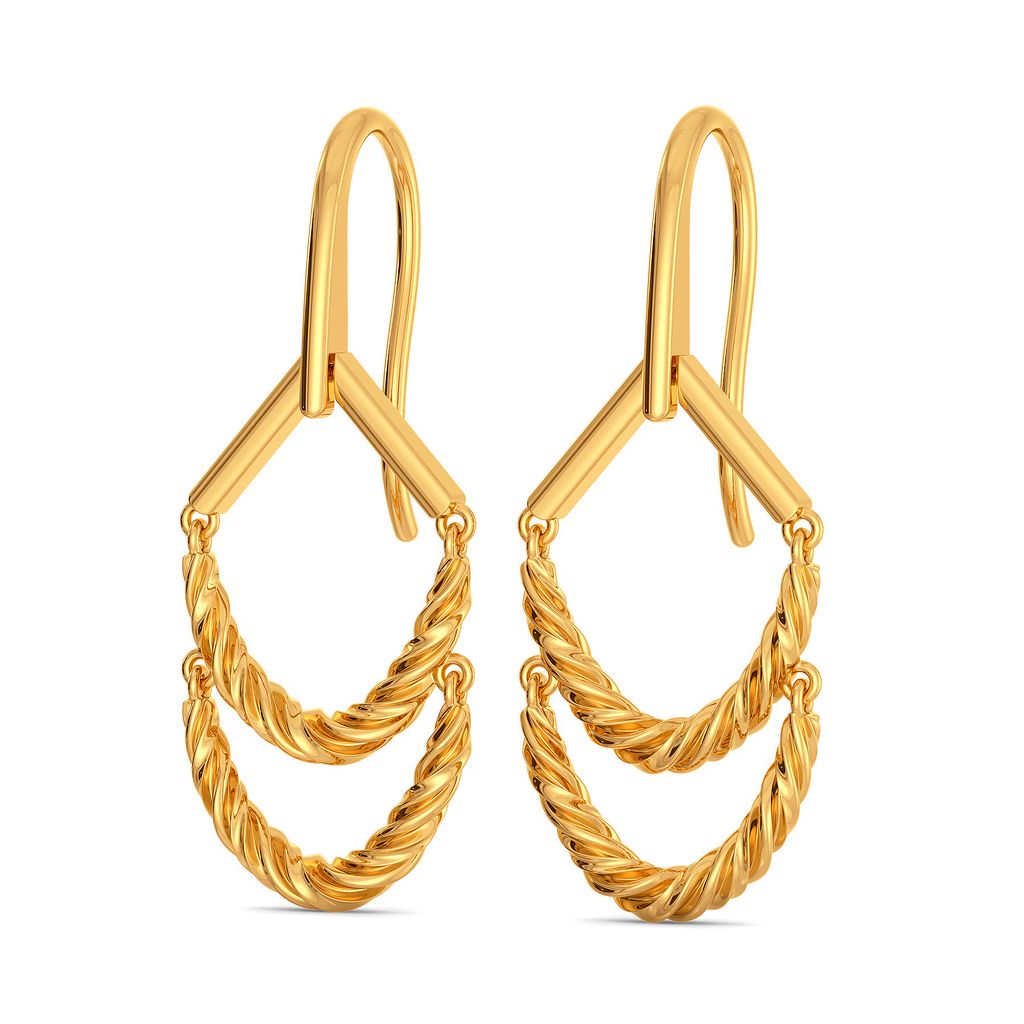 Fringe Twirls Gold Earrings