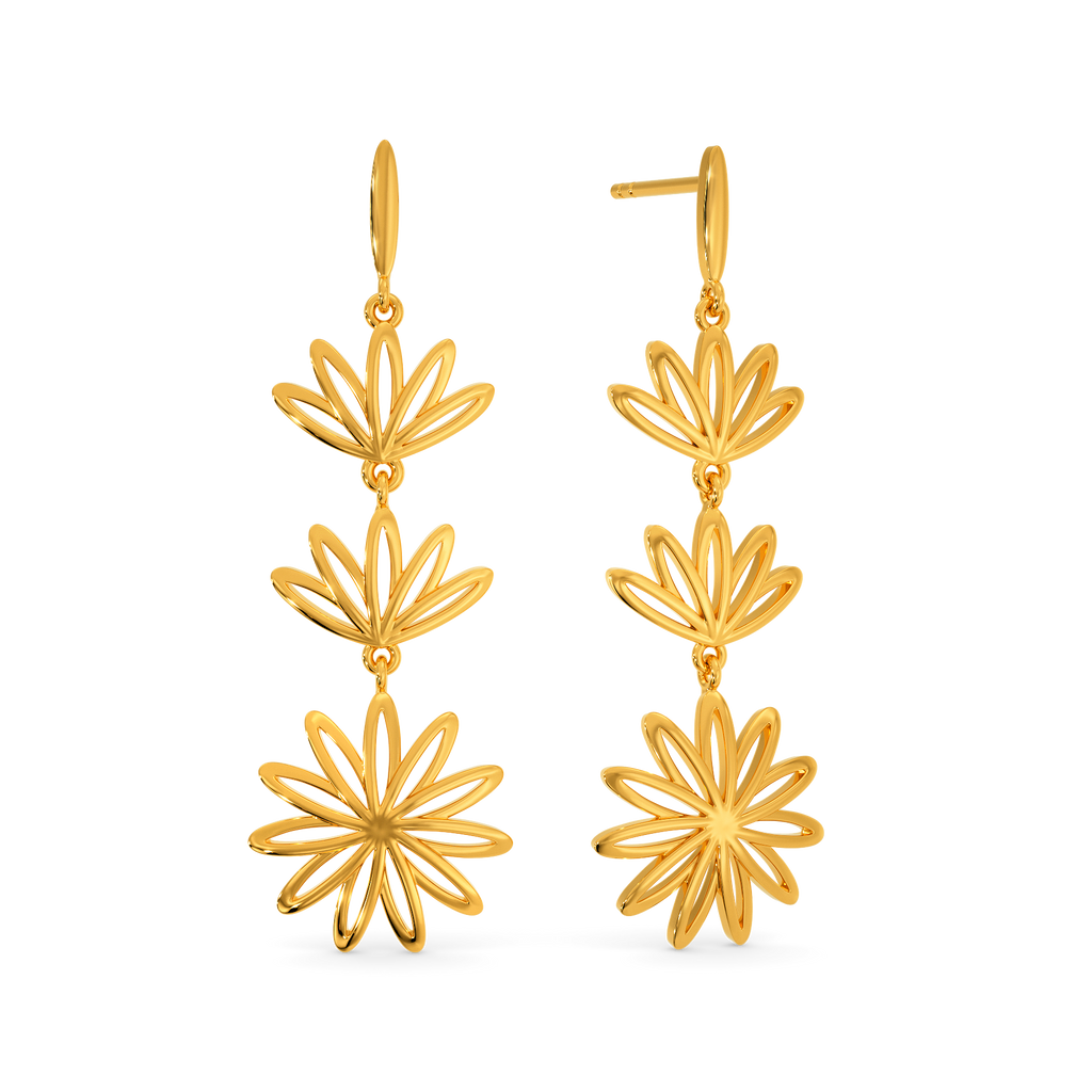 Floral Charm Gold Earrings