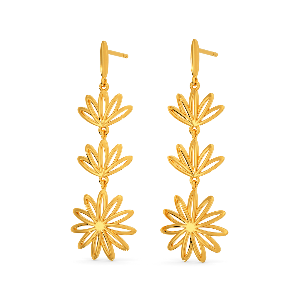 Floral Charm Gold Earrings