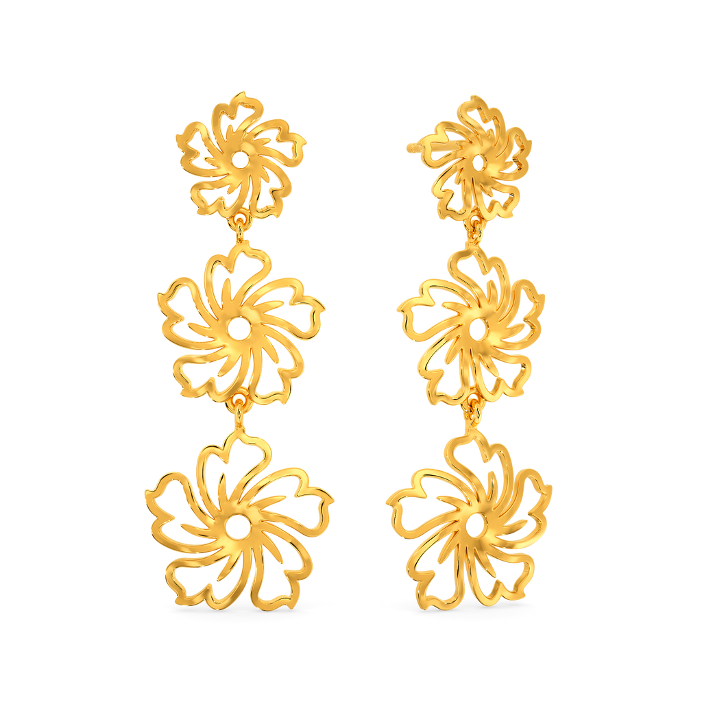Hibuscus Blossom Gold Earrings