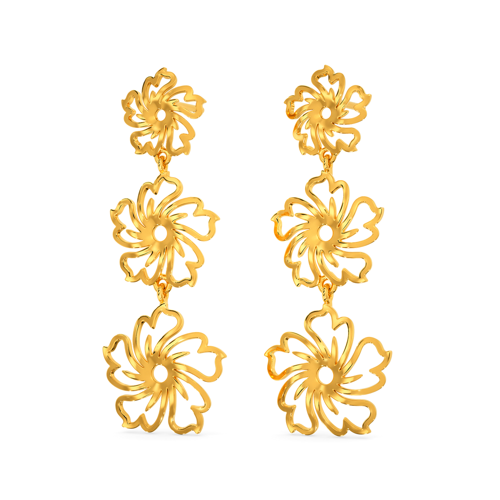 Hibuscus Blossom Gold Earrings