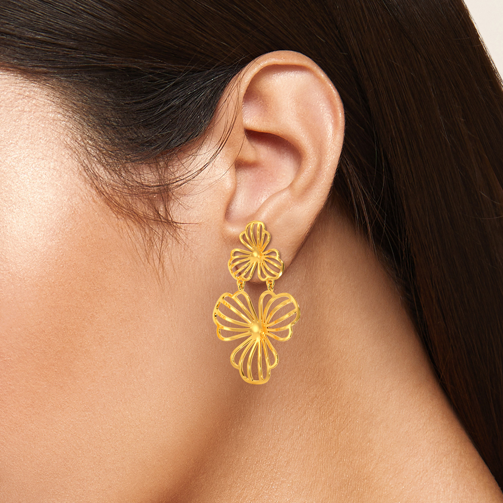 Exquisite Like Orchid Gold Earrings