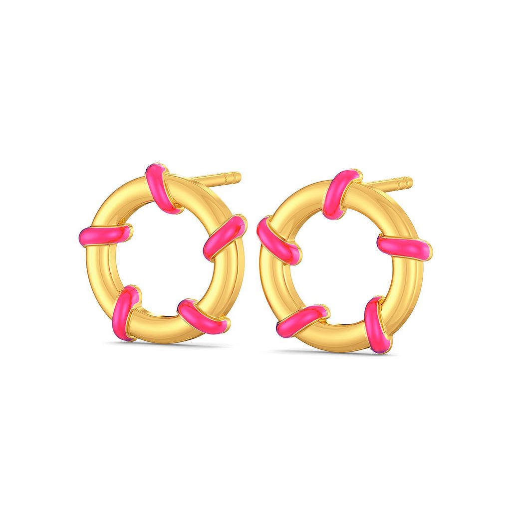 Pink On The Brink Gold Earrings