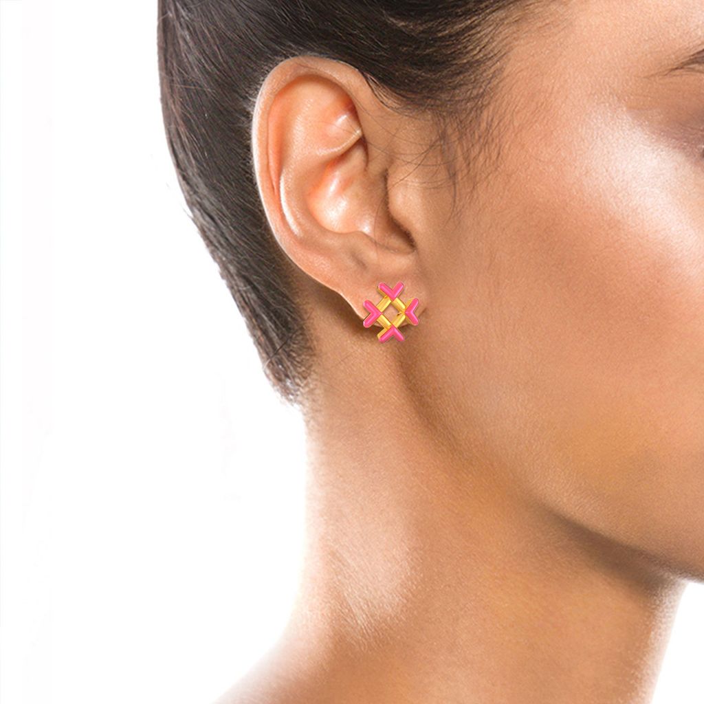 Pink Parade Gold Earrings