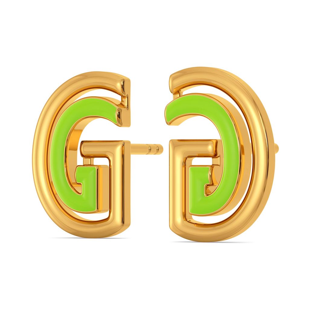 Green Grabs Gold Earrings