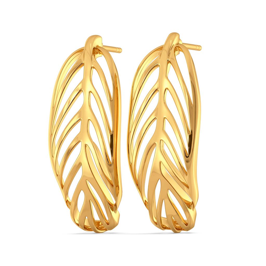 Disco Feathers Gold Earrings