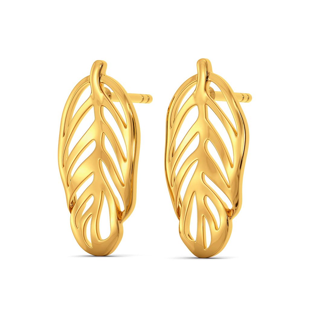 Disco Feathers Gold Earrings