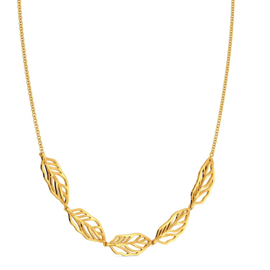 Groove in Feathers Gold Necklaces