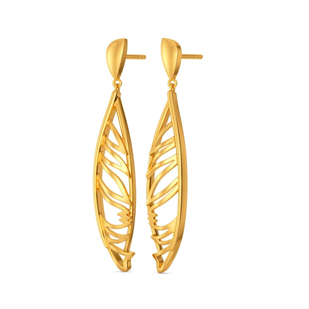 Fun O Feather Gold Earrings
