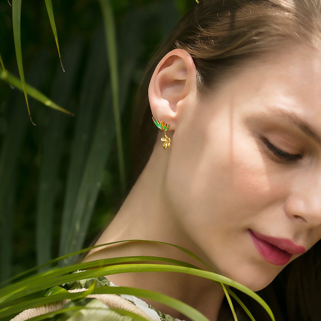 Fern Finesse Gold Earrings