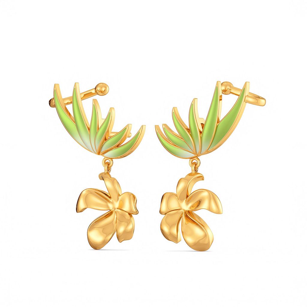 Fern Finesse Gold Earrings