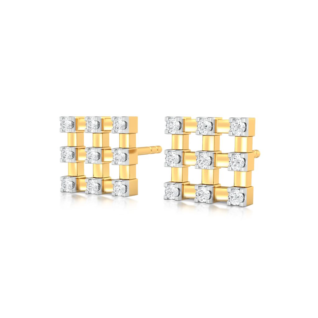 Checkered Bling Diamond Earrings