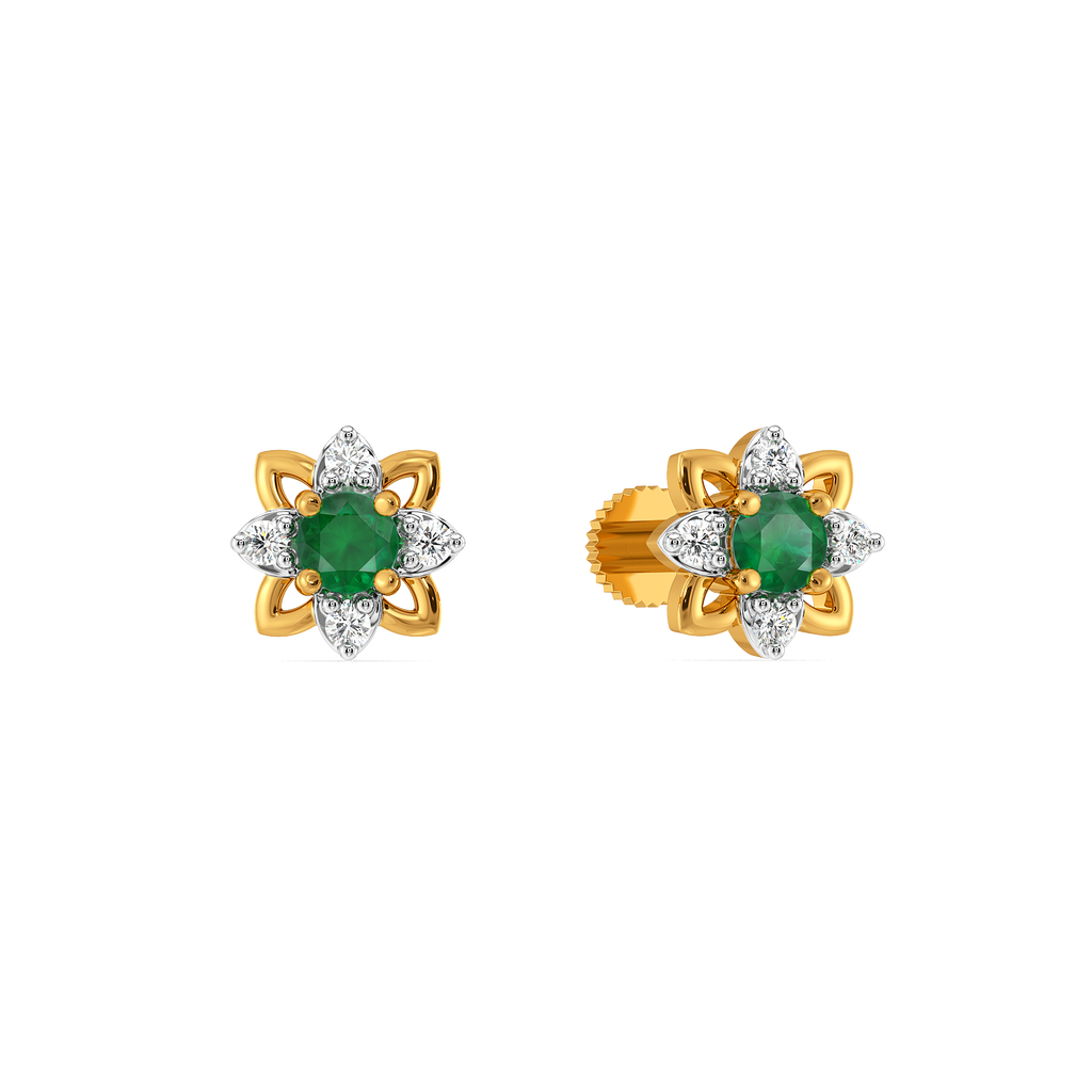 Emerald Blossom Diamond Earrings