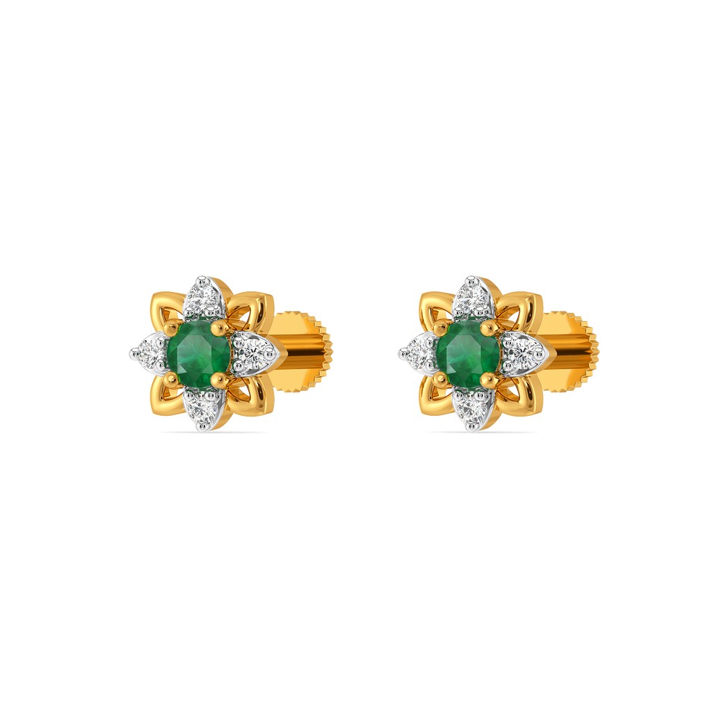Emerald Blossom Diamond Earrings