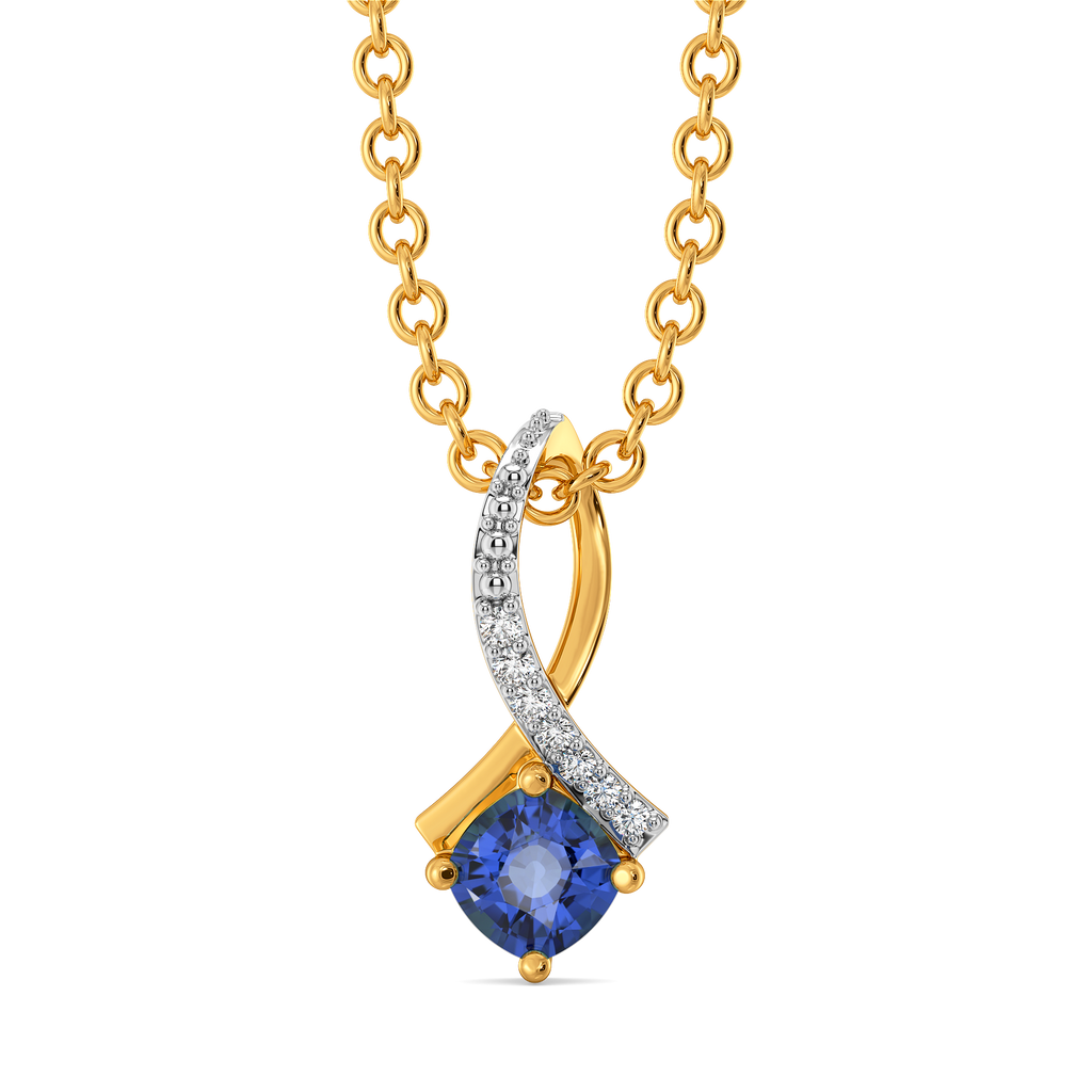 Sapphire Ribbon Diamond Pendants