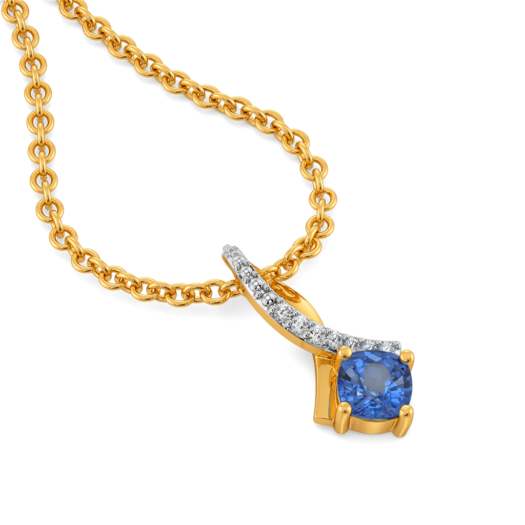 Sapphire Ribbon Diamond Pendants