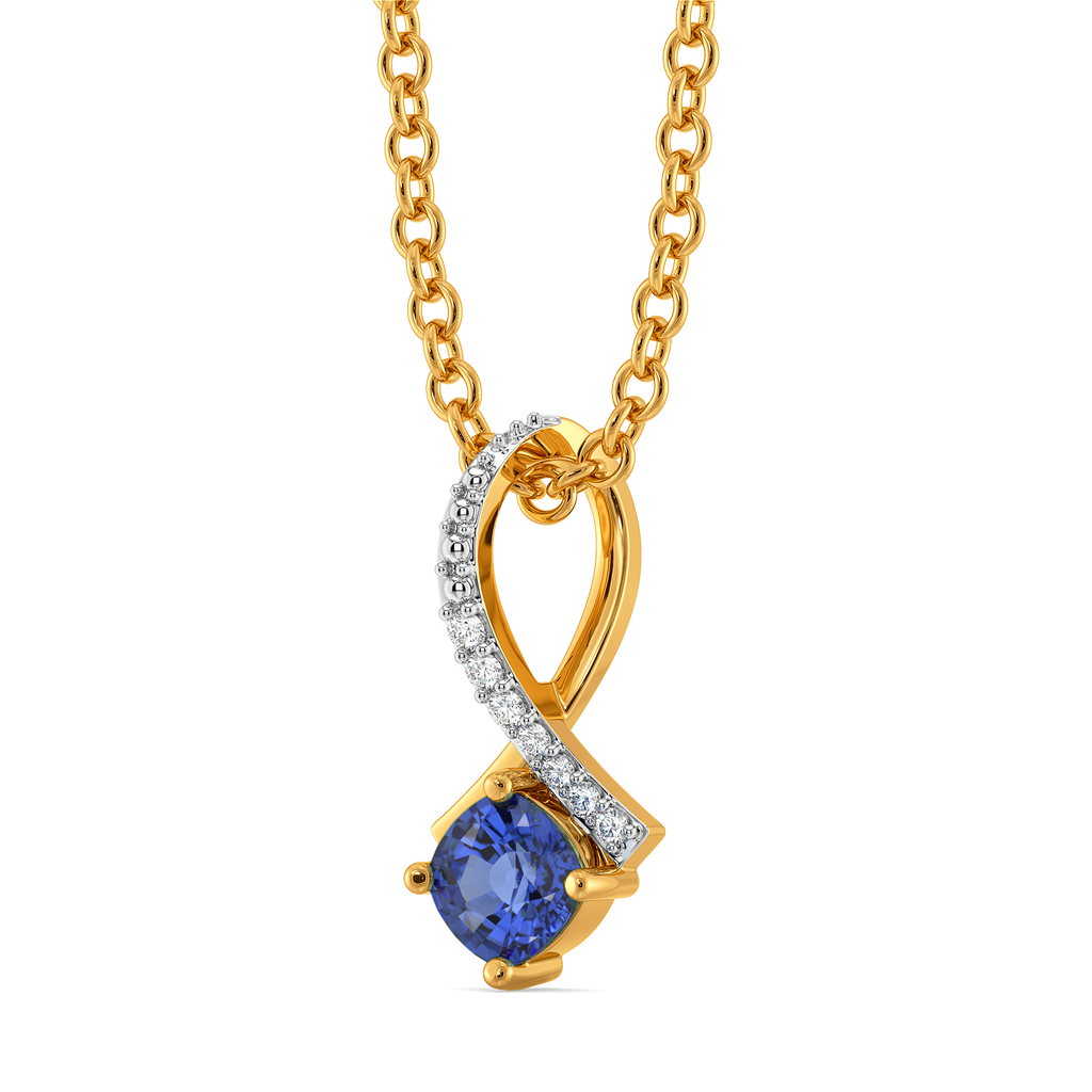 Sapphire Ribbon Diamond Pendants