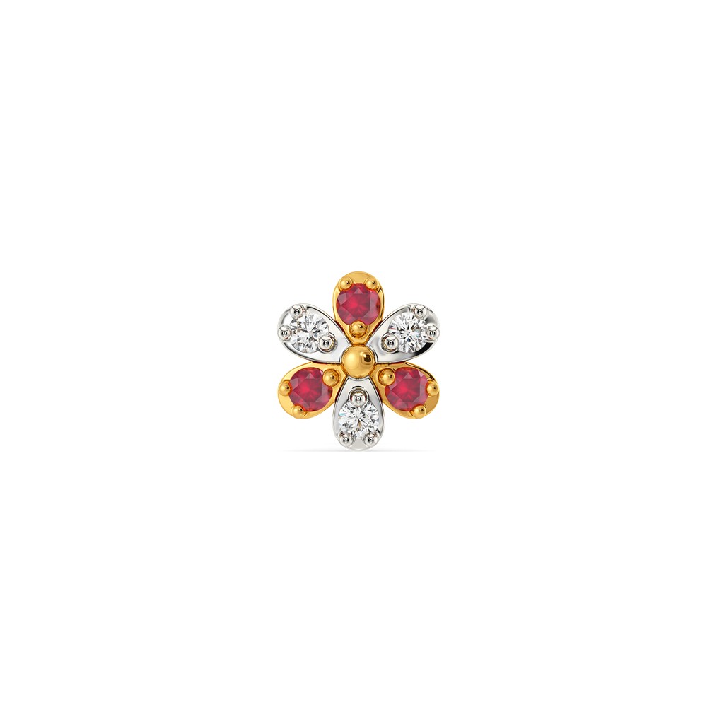 Ruby Blossom Diamond Nose Pins
