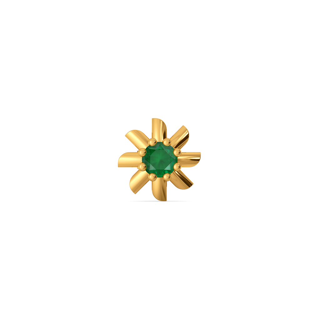 Emerald Petal Gemstone Nose Pins