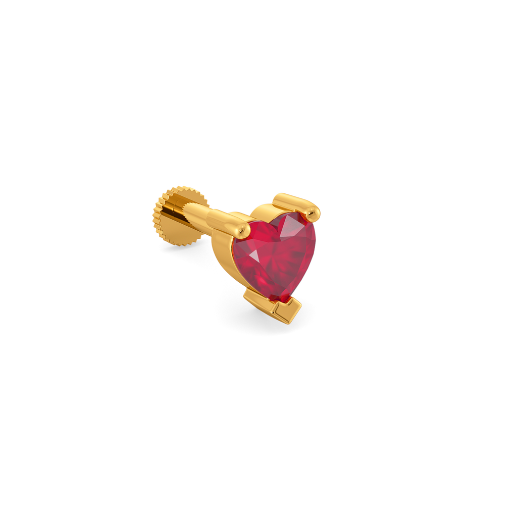 Ruby Heart Gemstone Nose Pins