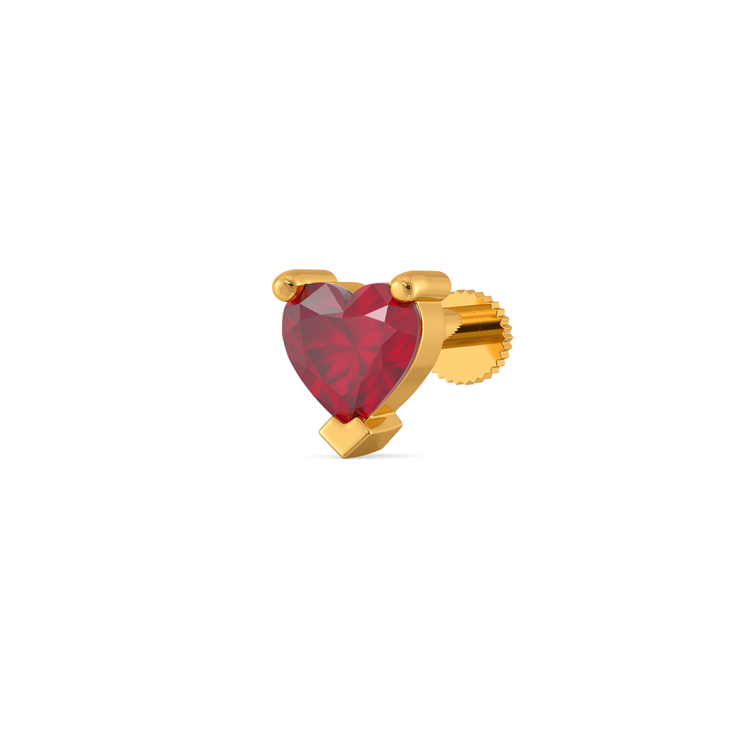 Ruby Heart Gemstone Nose Pins