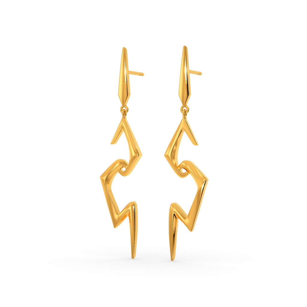 Punk Plaids Gold Earrings