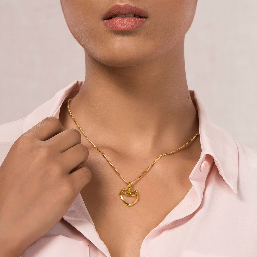 Scroll of Hearts Gold Pendants