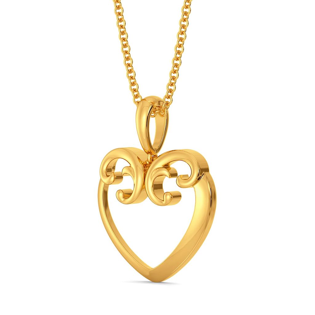 Scroll of Hearts Gold Pendants