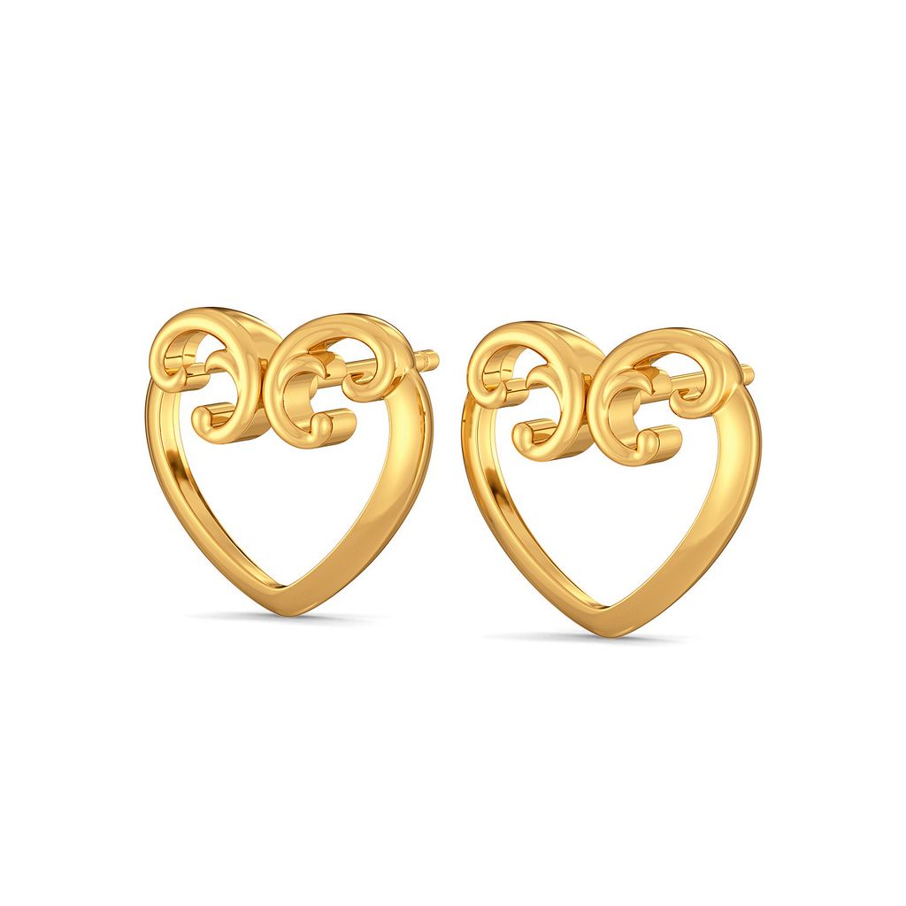Scroll of Hearts Gold Earrings